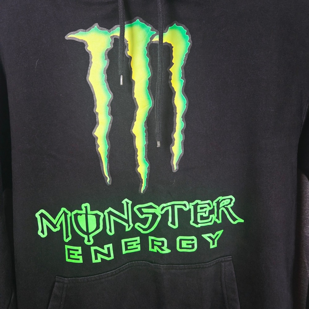 Wali USA Monster Energy Hoodie Mens XL Black Neon Green Graphic Pullover Hoodie